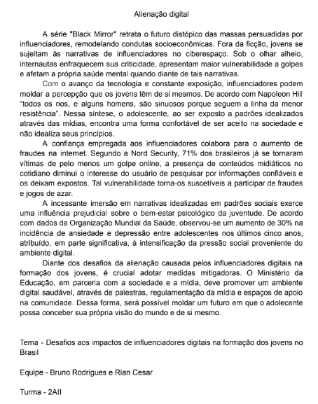 Alienação digital - 2AII